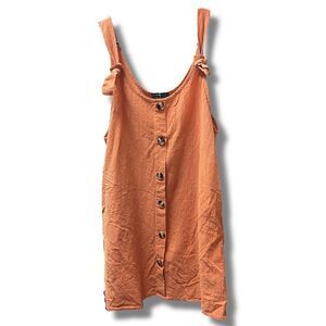 🌟 SHEIN Cotton Overall Dress Orange Women's Size 8/10 🌟